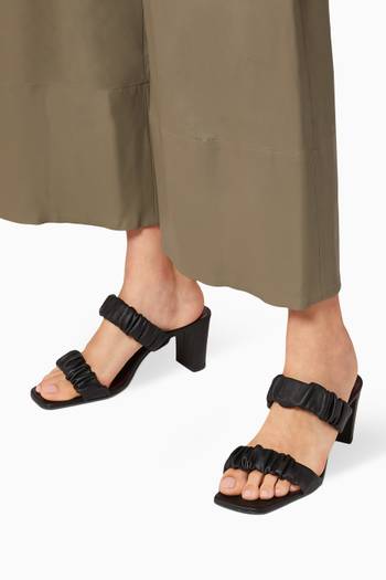 hover state of Frankie 65 Ruched Sandals in Leather  