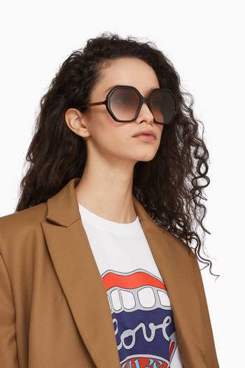 hover state of Oversized Round Frame Sunglasses in Acetate 