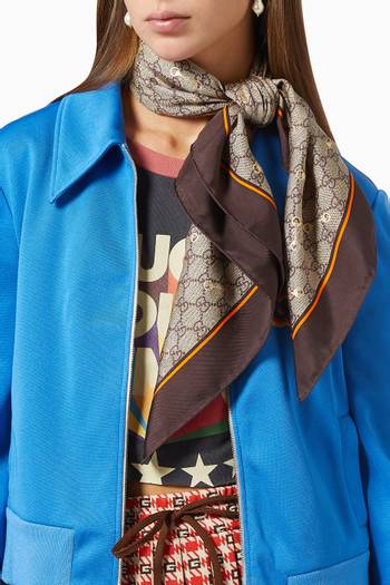 hover state of GG & Horsebit Print Scarf in Silk    
