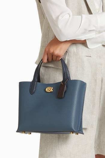 hover state of Willow 24 Tote Bag in Colour-block Leather