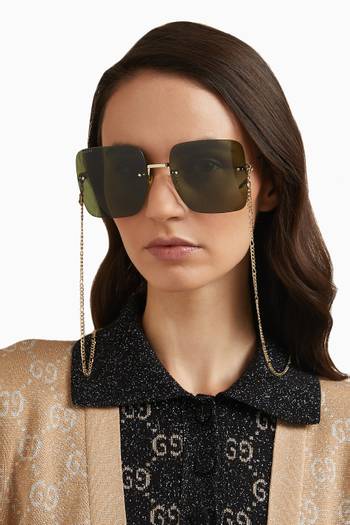 hover state of Oversized Square Frame Sunglasses in Metal 
