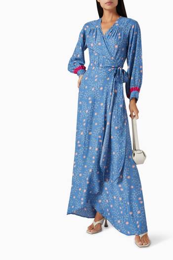 hover state of Kate Floral Maxi Wrap Dress in Rayon 
