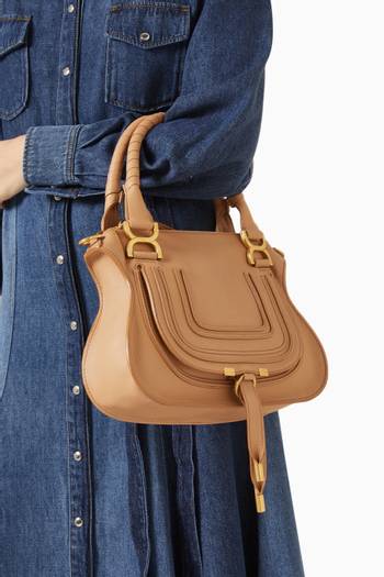 hover state of Small Marcie Shoulder Bag in Leather