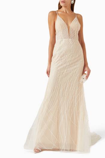 hover state of Rihanna Mermaid Wedding Gown in Glittered-tulle
