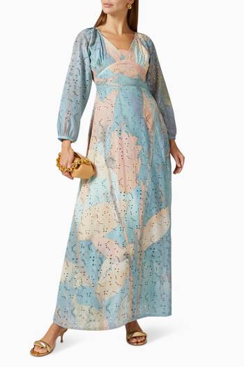 hover state of Long-sleeve Maxi Dress in Cotton