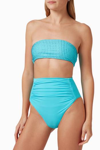 hover state of Rhinestone-embellished Bandeau Bikini Top in Stretch-nylon