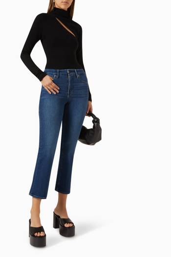 hover state of Good Legs Crop Mini Boot Jeans in Denim