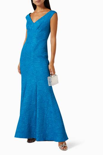 hover state of Textured V-neck Maxi Dress