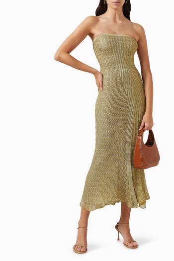 hover state of Honeycomb Tube Midi Dress in Rayon-knit