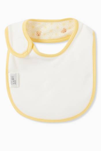 hover state of Teddy Print Bib in Cotton