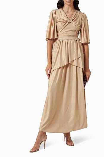 hover state of Tiered V-neck Maxi Dress