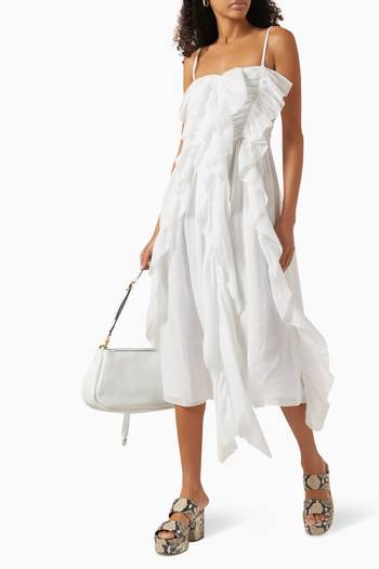 hover state of Ruffled Midi Dress in Ramie