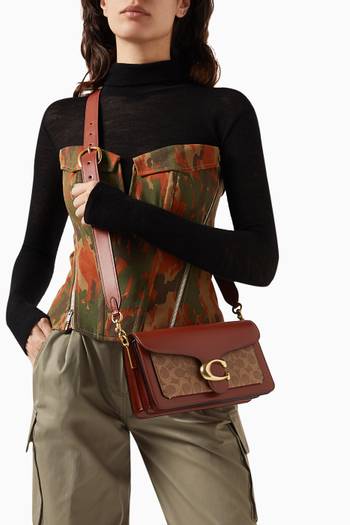 hover state of Tabby 26 Signature-print Shoulder Bag in Coated-canvas & Leather