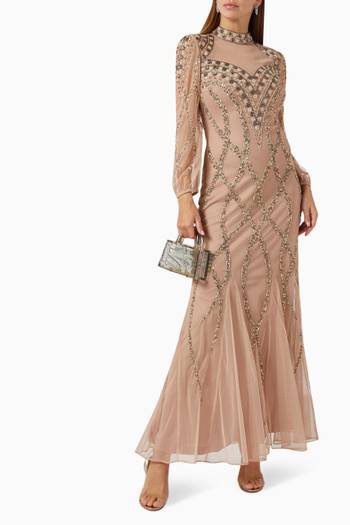 hover state of Embellished Maxi Gown in Sheer