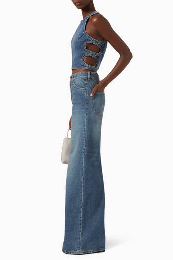 hover state of Cut-out Cropped Top in Denim