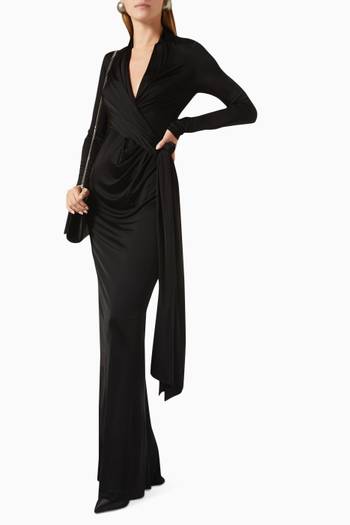 hover state of Wrap Dress in Shiny-jersey