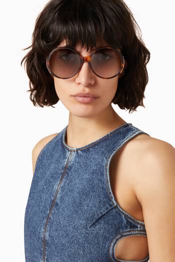 hover state of Oversized Circle Sunglasses in Acetate & Metal