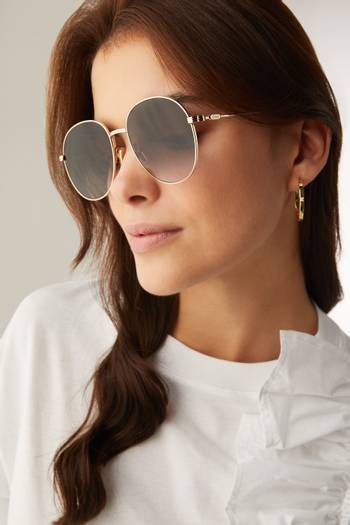 hover state of Faith Round Sunglasses in Metal