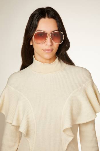 hover state of Curve Aviator Sunglasses in Metal