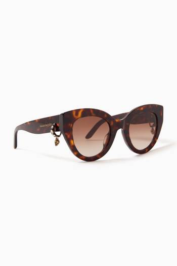 hover state of Skull-charm Havana Sunglasses in Recycled Acetate