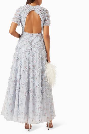 hover state of Ruffled Evelyn Open-back Maxi Dress in Tulle