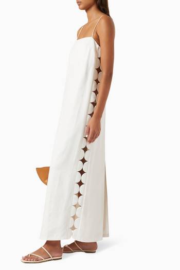 hover state of Bubble Scalloped Maxi Dress in Linen