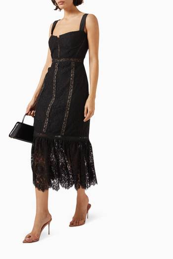 hover state of Midi Dress in Corded Lace