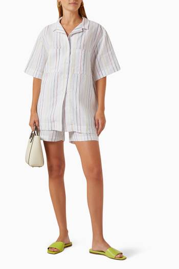 hover state of Patch-pocket Striped Shirt in Linen