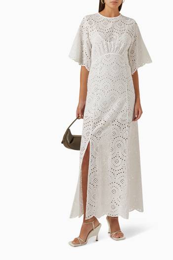 hover state of Lily Embroidered Maxi Dress in Cotton