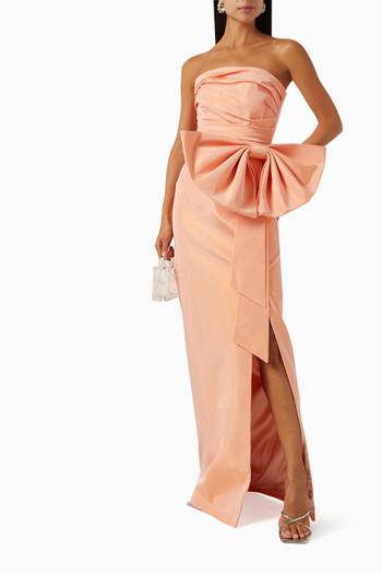 hover state of Strapless Bow Dress in Taffeta