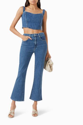 hover state of Stella Crop Flared Jeans in Denim