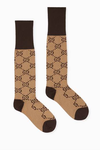hover state of GG Patterned Socks in Stretch Cotton-blend