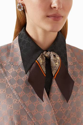 hover state of GG-print Horsebit Neck Bow in Silk