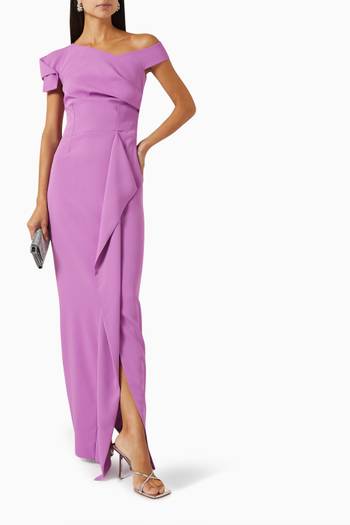 hover state of One-shoulder Draped Maxi Dress in Cady