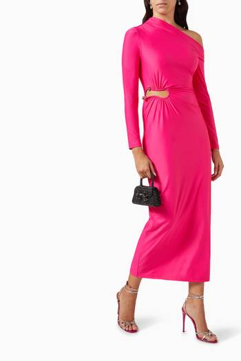 hover state of Asymmetric Embellished Midi Dress