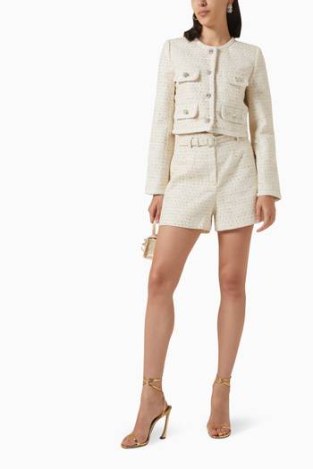 hover state of Embellished Cropped Jacket in Bouclé