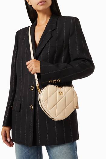 hover state of Heart Quilted Crossbody Bag in Leather