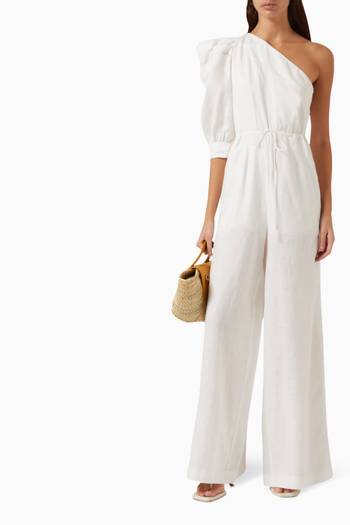 hover state of Valentina One-sleeve Jumpsuit in Linen