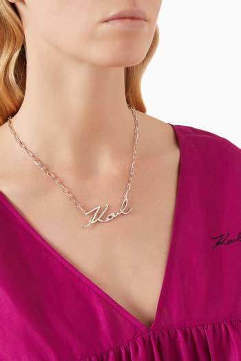 hover state of Karl Signature Necklace in Recycled Sterling Silver