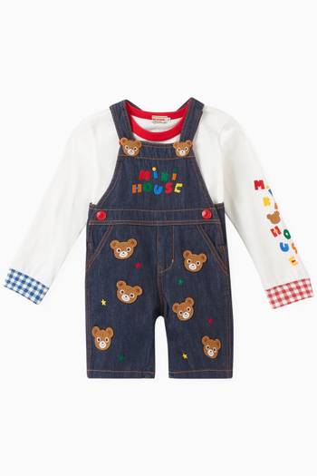 hover state of Logo-embroidered Dungarees in Cotton