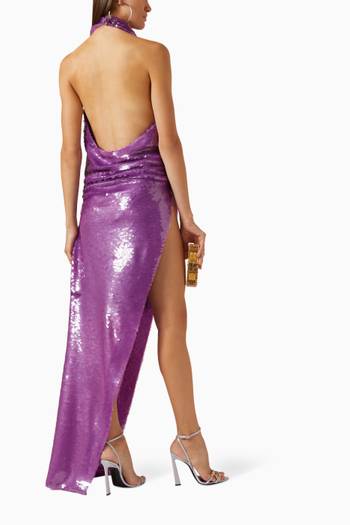 hover state of Asymmetric Halterneck Dress in Sequin