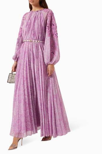 hover state of Penelope Pleated Maxi Dress in Chiffon