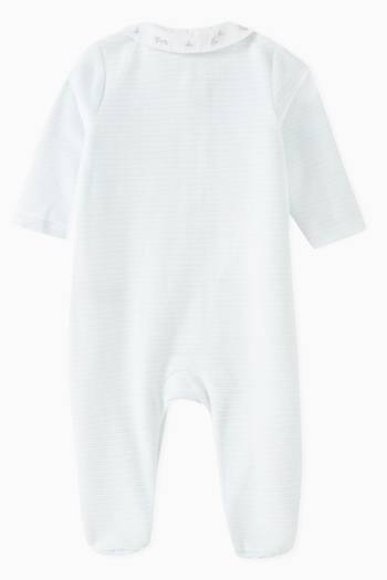hover state of Embroidered-collar Striped Pyjama in Cotton Blend