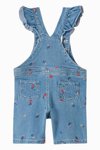 hover state of Ruffled Dungarees in Denim