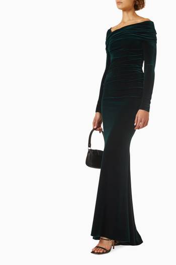 hover state of Draped Maxi Dress in Stretch Velvet