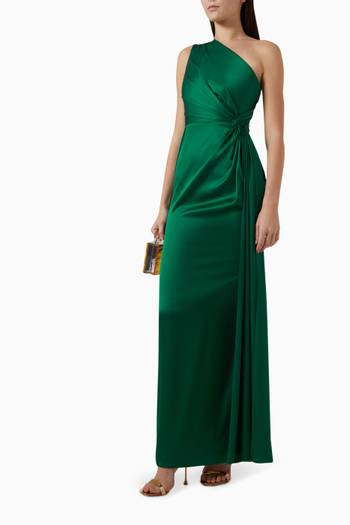 hover state of One-shoulder Maxi Dress in Satin-crepe