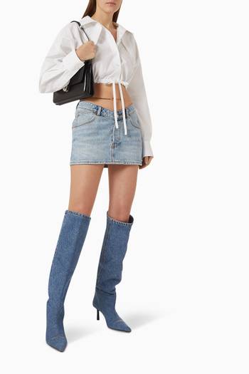 hover state of Nameplate Body Chain Mini Skirt in Denim