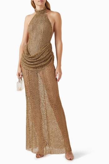 hover state of Halter-neck Maxi Dress in Crochet