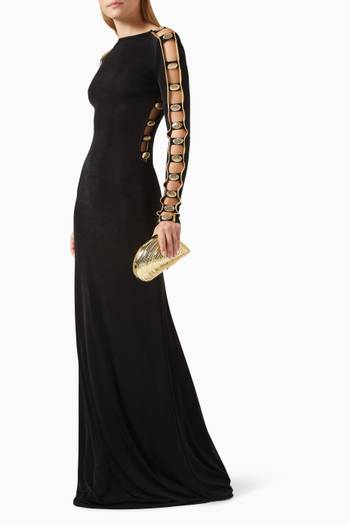 hover state of Embellished Cut-out Maxi Dress in Jersey
