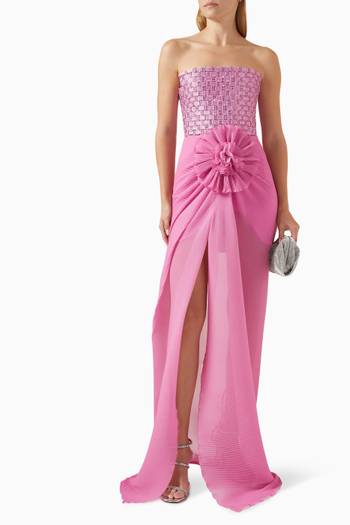 hover state of Strapless Maxi Dress in Cotton-blend